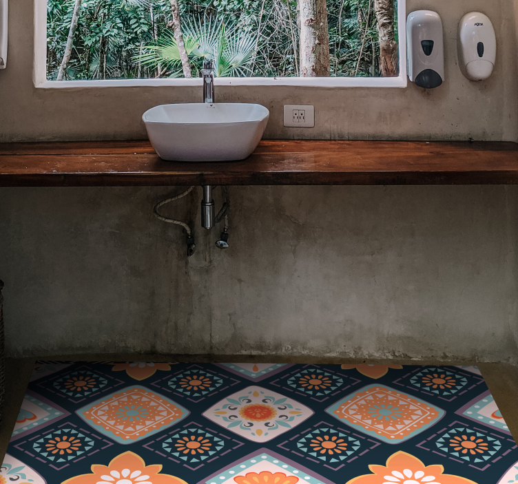 Tappeto vinile bagno vivace disegno floreale - TenStickers