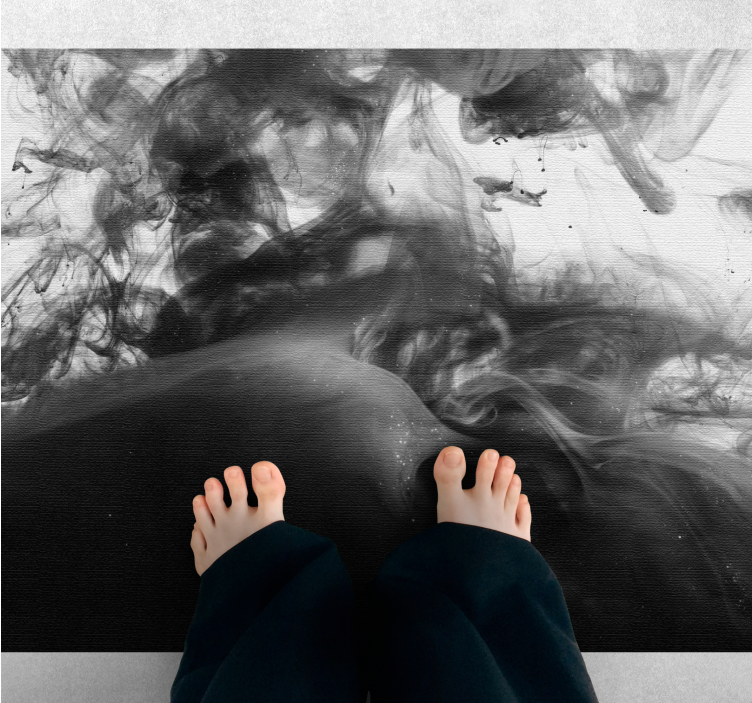 Tappeto vinile effetto marmo vortici astratti monocromatici - TenStickers