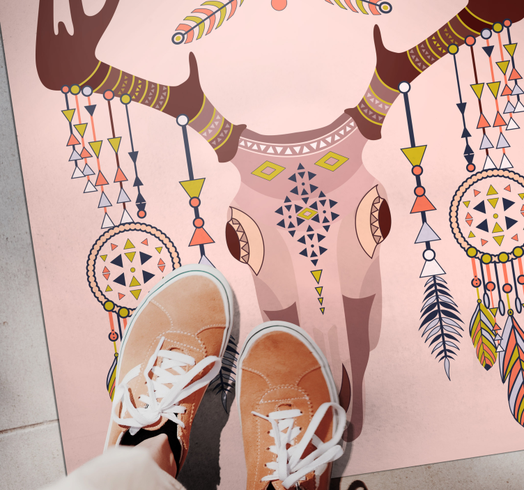 Tappeto vinile etnico elegante motivo a corna - TenStickers