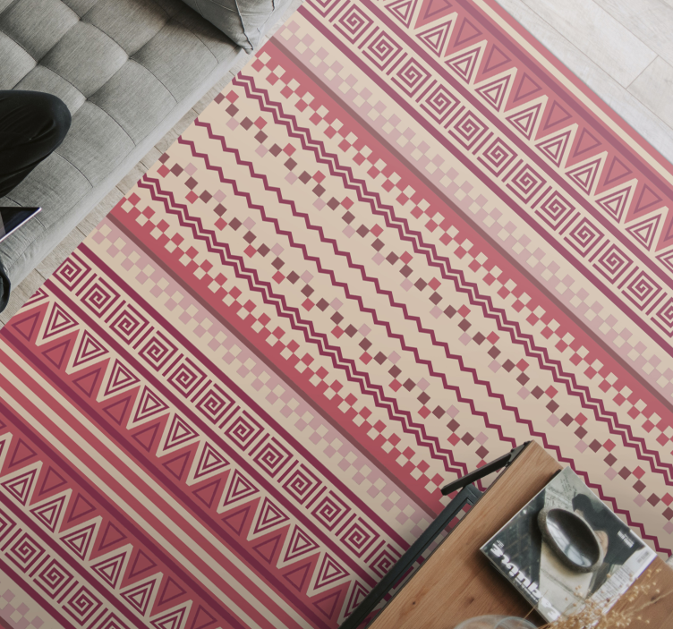 Tappeto vinile etnico kilim a righe rosa - TenStickers