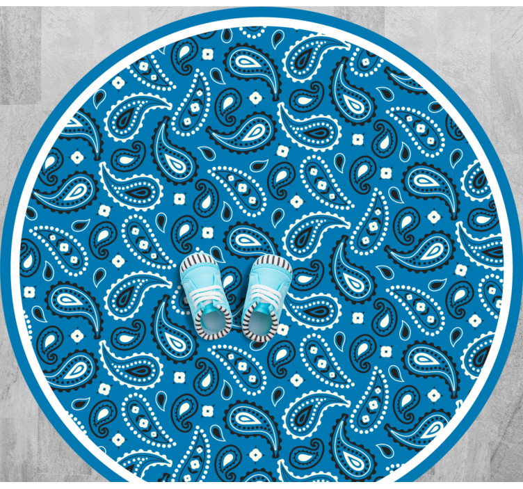 Tappeto vinile etnico paisley stampato blu - TenStickers