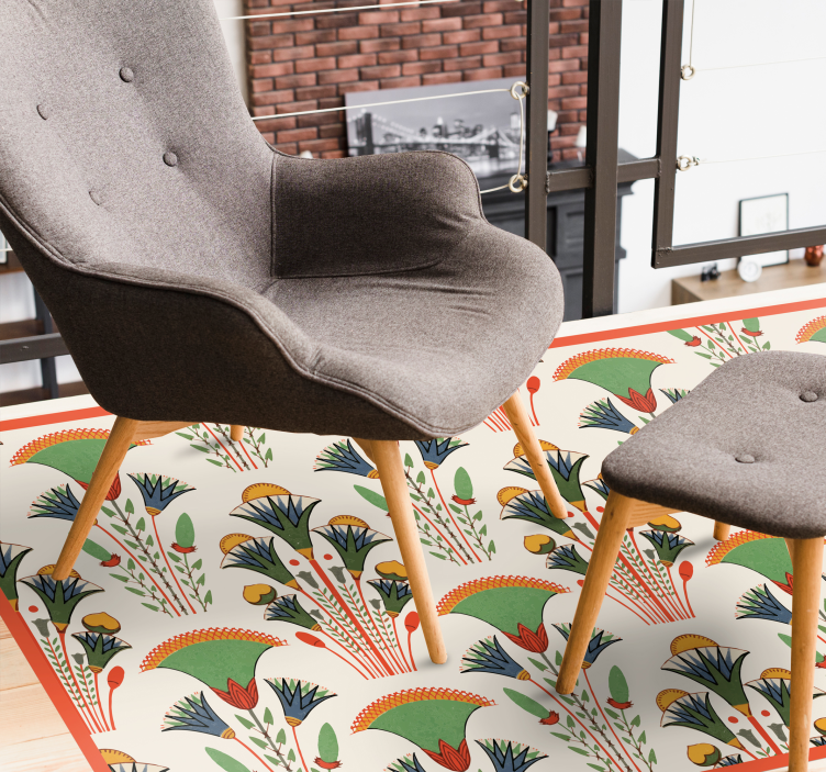 Tappeto vinile fiori modello vintage scandinavo - TenStickers