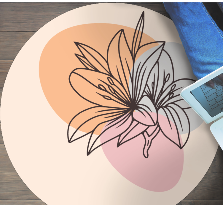 Tappeto vinile rotondo accento floreale di giglio - TenStickers