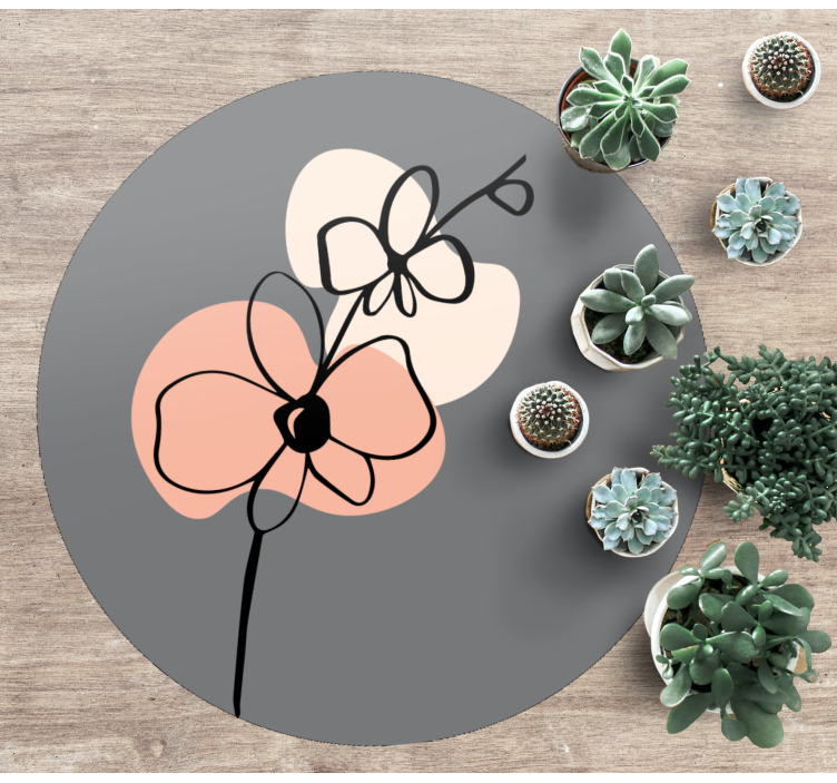 Tappeto vinile fiori design minimalista ed elegante grigio - TenStickers