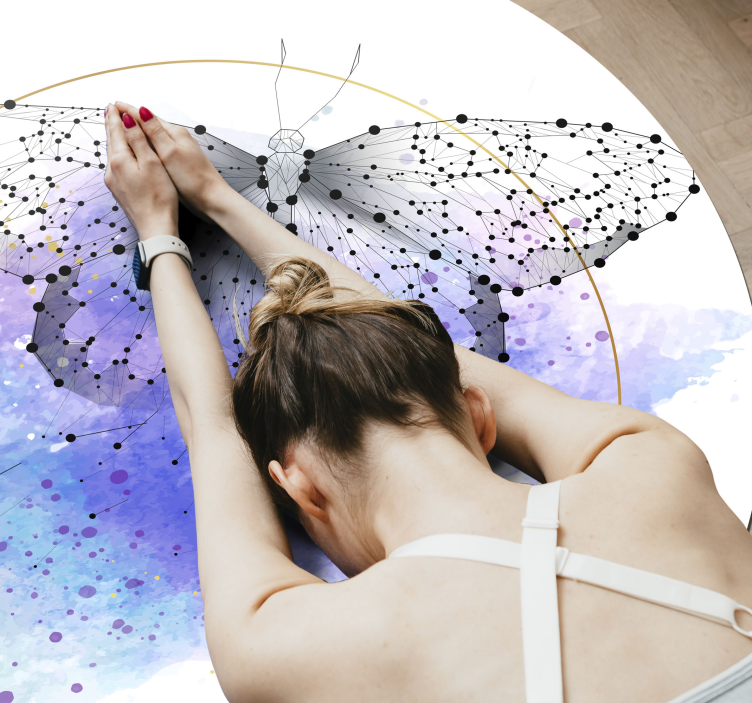 Tappeto vinile fiori acquerello di farfalla - TenStickers