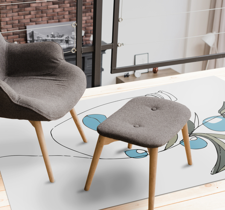 Tappeto vinile fiori arte linea floreale - TenStickers