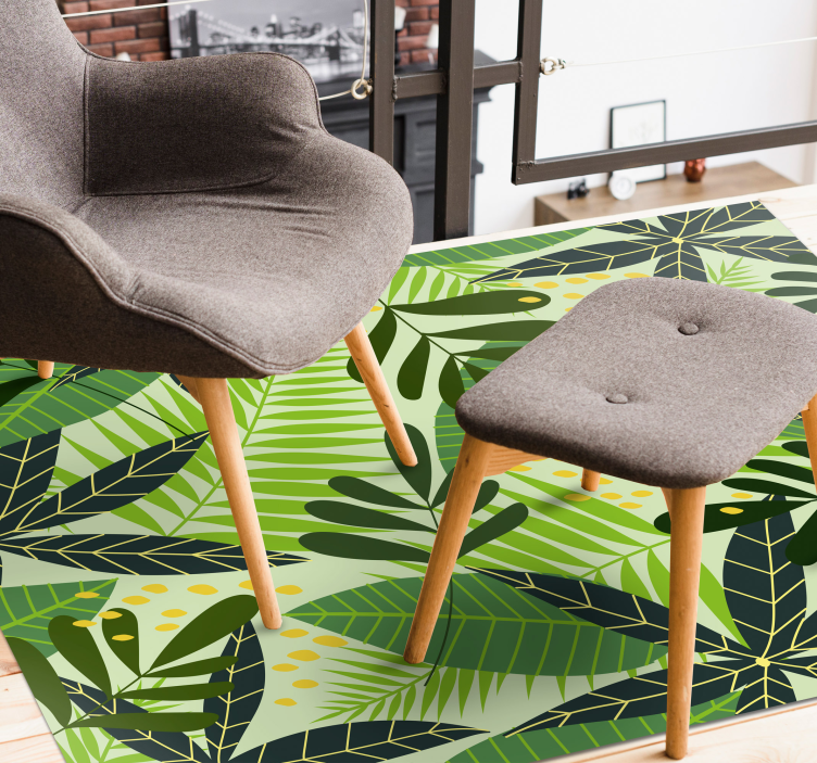 Tappeto vinile fiori botanica a foglia tropicale - TenStickers