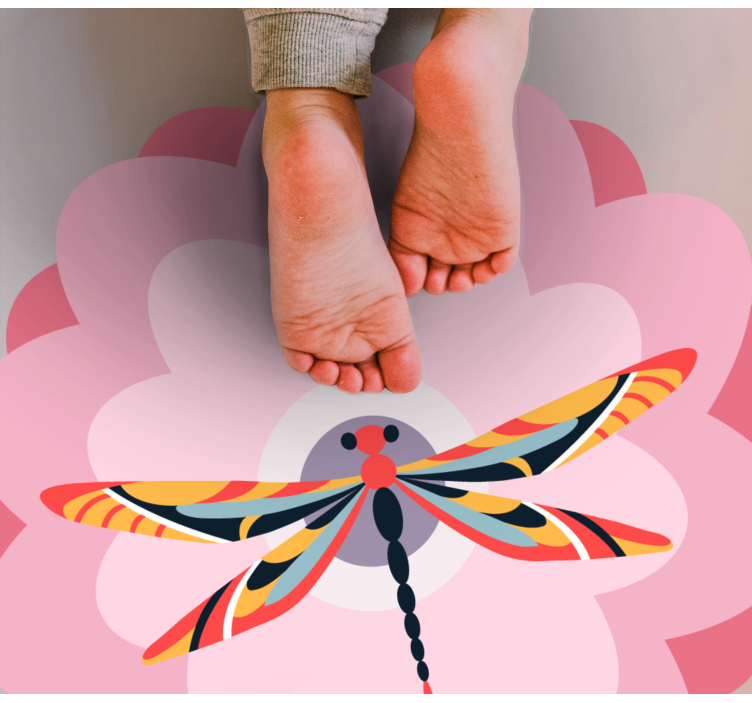 Tappeto vinile fiori centrotavola libellula colorata - TenStickers