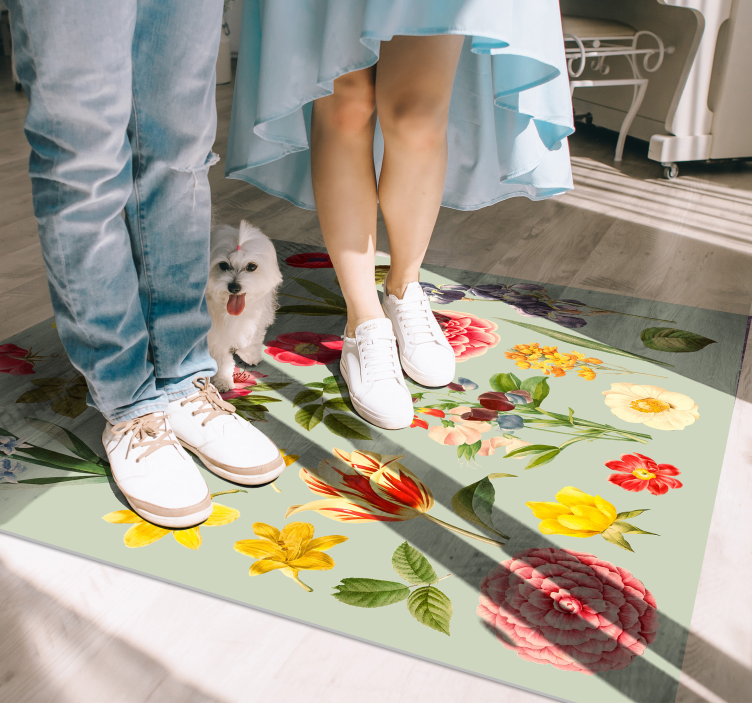 Tappeto vinile fiori collezione botanica floreale - TenStickers