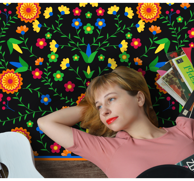 Tappeto vinile fiori colori motivo vibrante - TenStickers