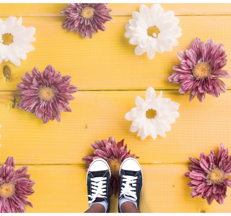 Tappeto vinile fiori petali rosa e bianchi - TenStickers