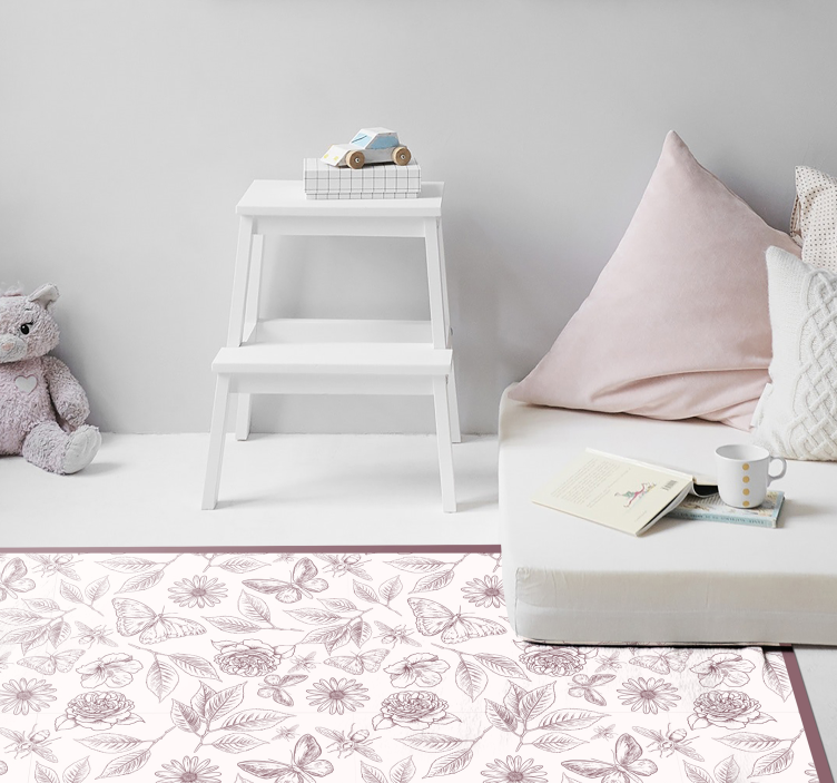 Tappeto vinile fiori composizione floreale delicata - TenStickers