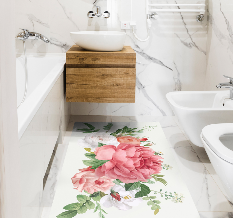 Tappeto vinile fiori composizione floreale vivace - TenStickers