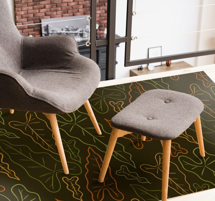 Tappeto vinile fiori contorni frondosi - TenStickers