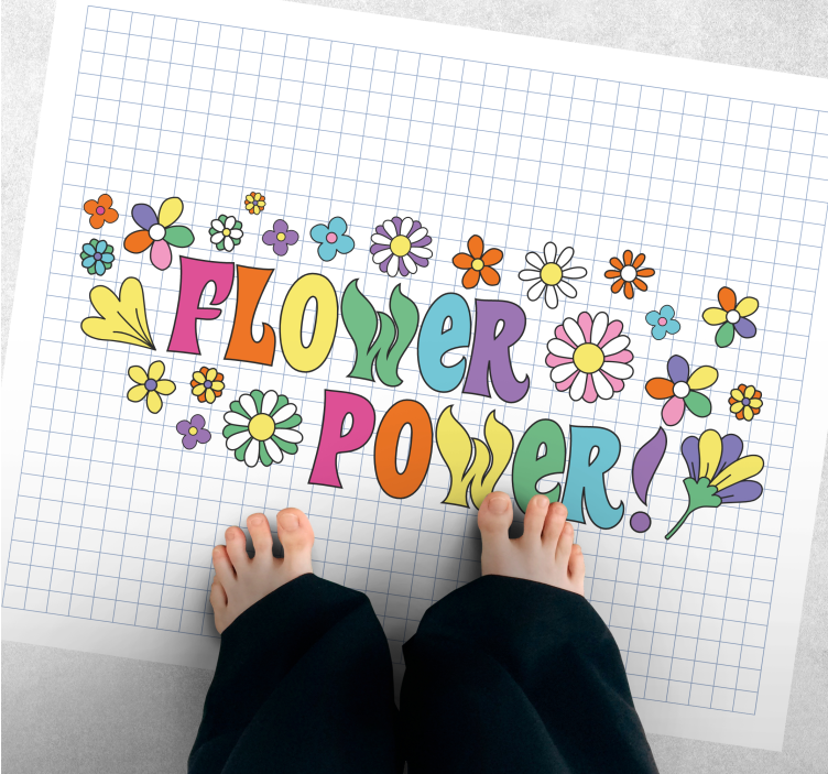 Tappeto vinile fiori design flower power - TenStickers