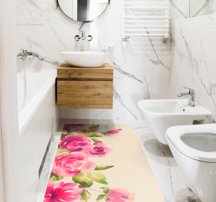 Tappeto vinile fiori disegno floreale rosa - TenStickers