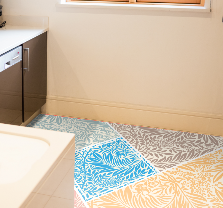 Tappeto pvc cucina disegno patchwork floreale - TenStickers