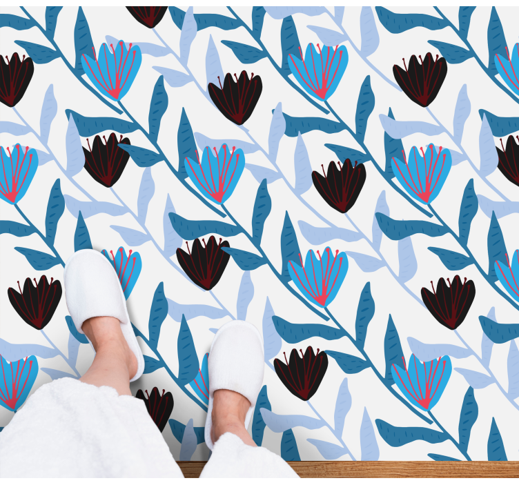 Tappeto vinile fiori disposizione botanica delle foglie - TenStickers