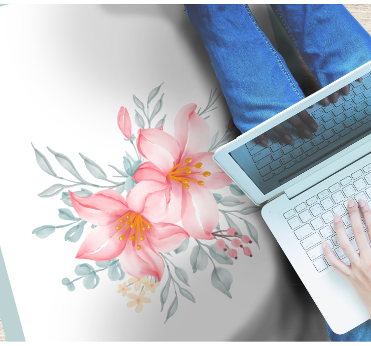 Tappeto vinile fiori eleganza floreale rosa - TenStickers