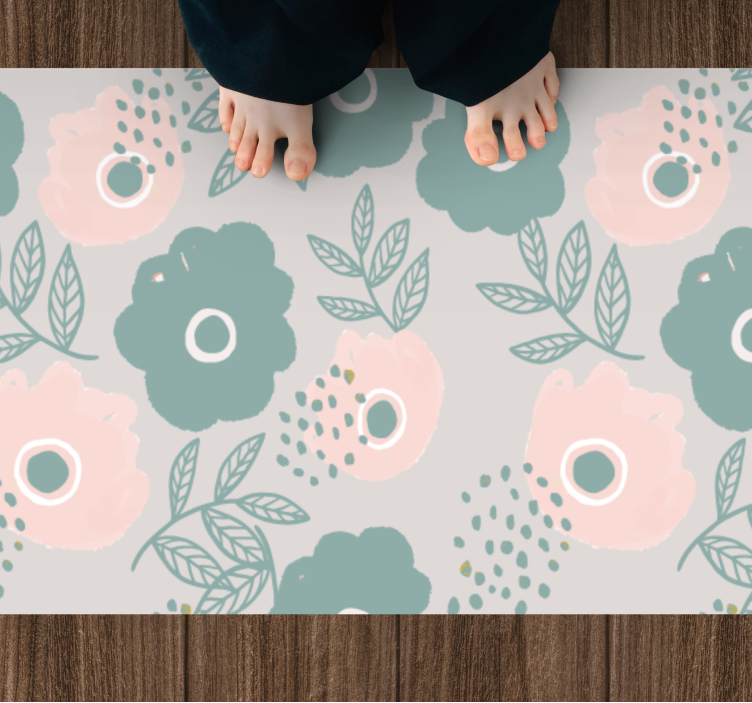 Tappeto vinile fiori elemento foglia floreale - TenStickers
