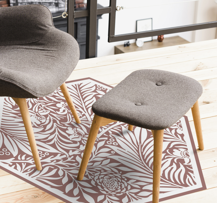 Tappeto vinile fiori esagono di simmetria floreale - TenStickers