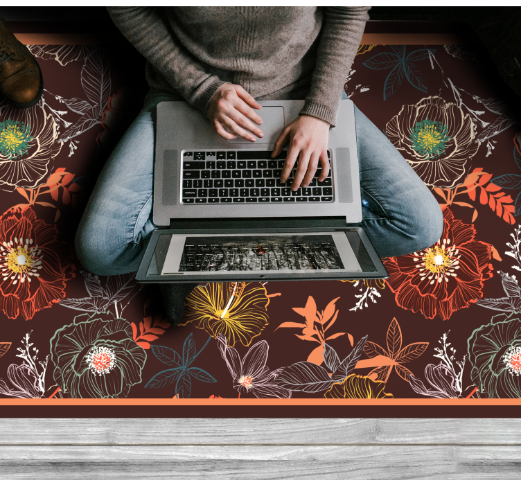 Tappeto vinile fiori design vintage a raffica - TenStickers