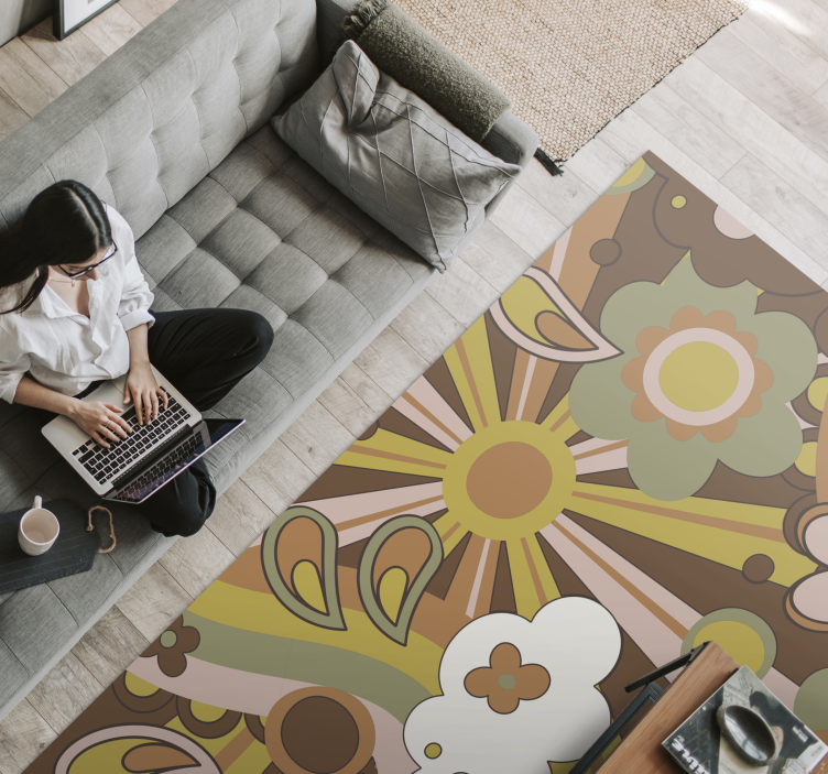 Tappeto vinile per bambini esplosione floreale retrò - TenStickers