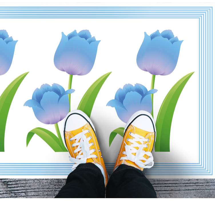 Tappeto vinile fiori esposizione di tulipani blu - TenStickers