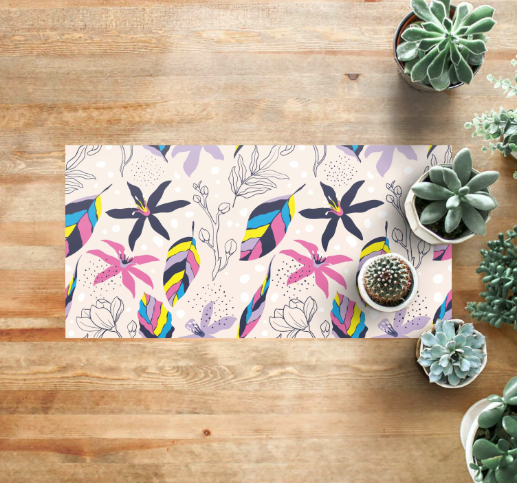 Tappeto vinile fiori fantasia floreale - TenStickers