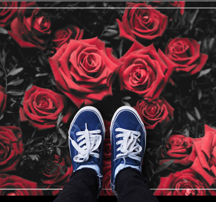 Tappeto vinile fiori design realistico di rose rosse - TenStickers