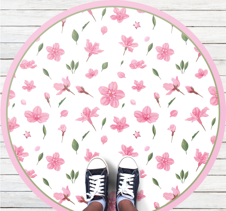 Tappeto vinile fiori fiore rosa in fiore - TenStickers