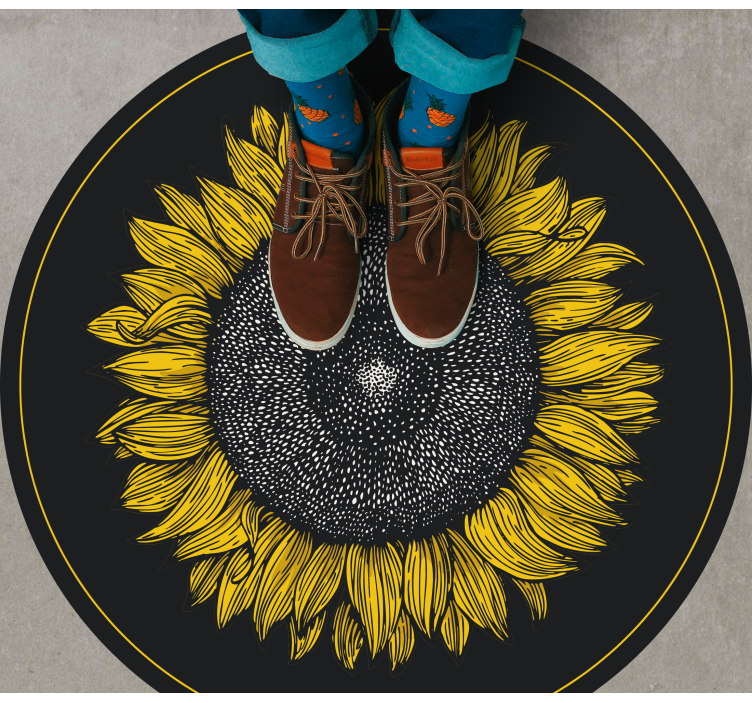 Tappeto vinile fiori grande disegno di girasole - TenStickers