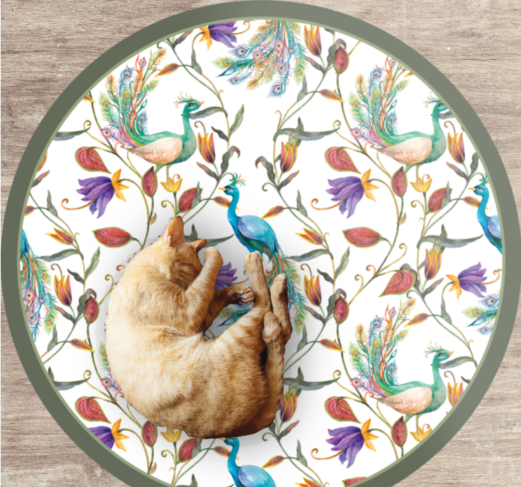 Tappeto vinile fiori fioriture di pavone bellissime - TenStickers