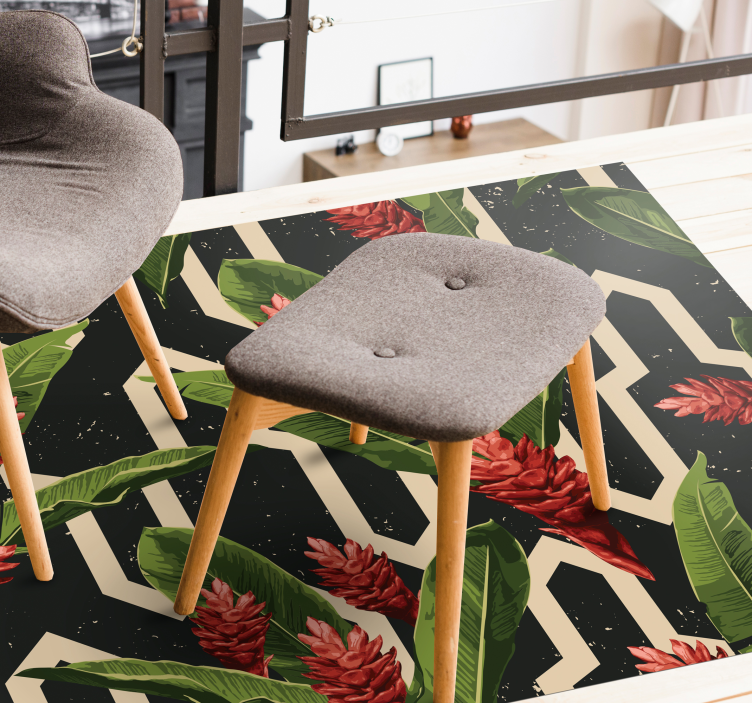 Tappeto vinile fiori geometrico botanico - TenStickers