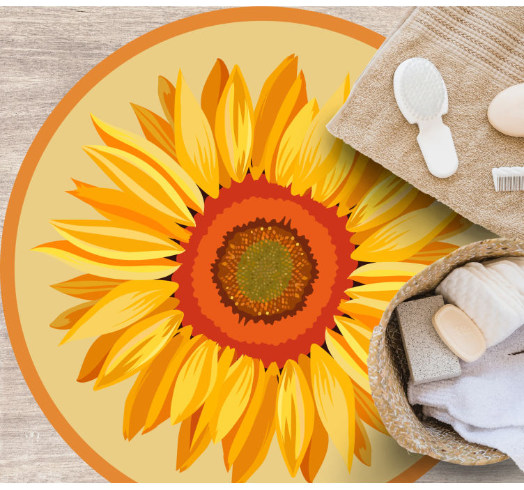 Tappeto vinile fiori girasole rotondo - TenStickers