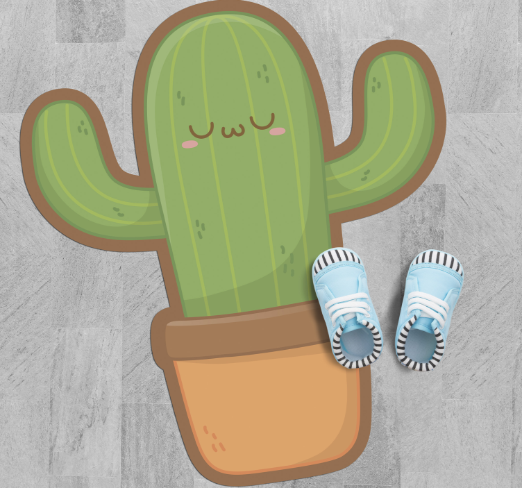 Tappeto vinile fiori illustrazione di cactus carino - TenStickers