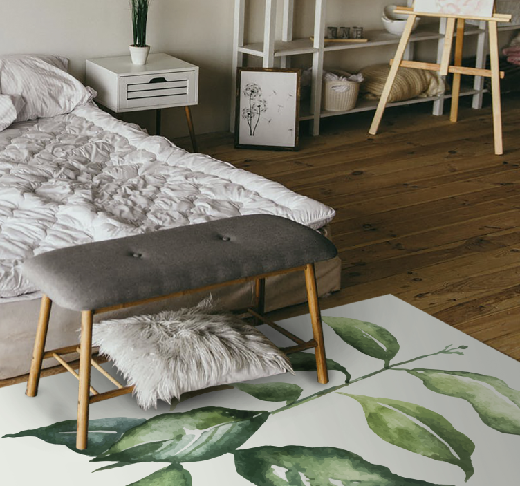 Tappeto vinile fiori illustrazione di foglie botaniche - TenStickers