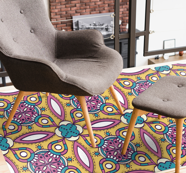 Tappeto vinile fiori insieme di motivi floreali - TenStickers