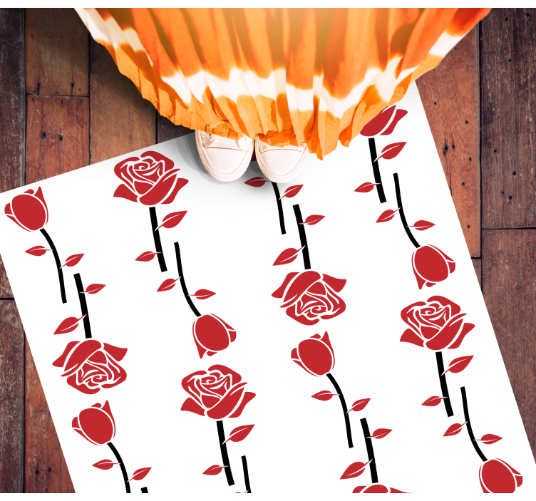 Tappeto vinile fiori modelli di rose rosse - TenStickers