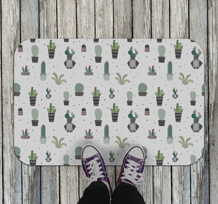 Tappeto vinile fiori modello di cactus - TenStickers