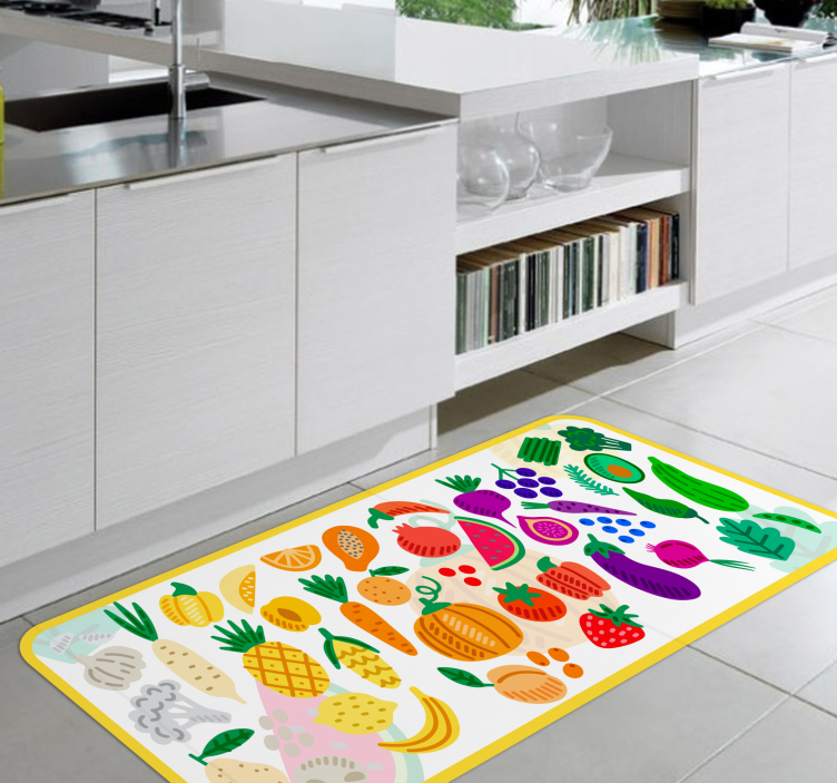 Tappeto vinile fiori modello di frutta colorata - TenStickers