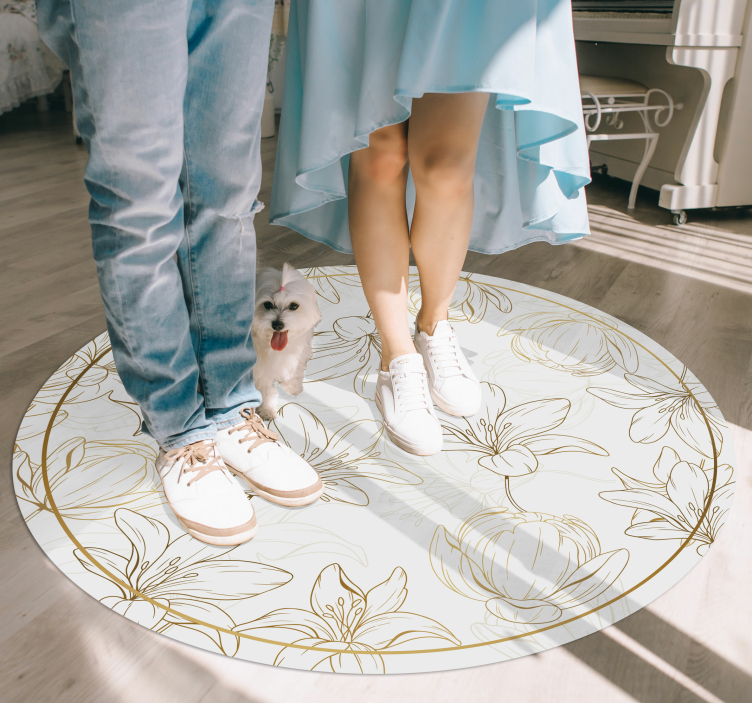 Tappeto vinile fiori motivo a cerchi floreali - TenStickers