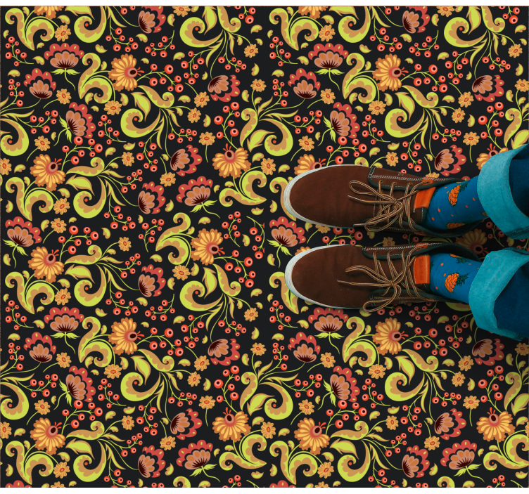 Tappeto vinile fiori motivo a spirale botanica - TenStickers