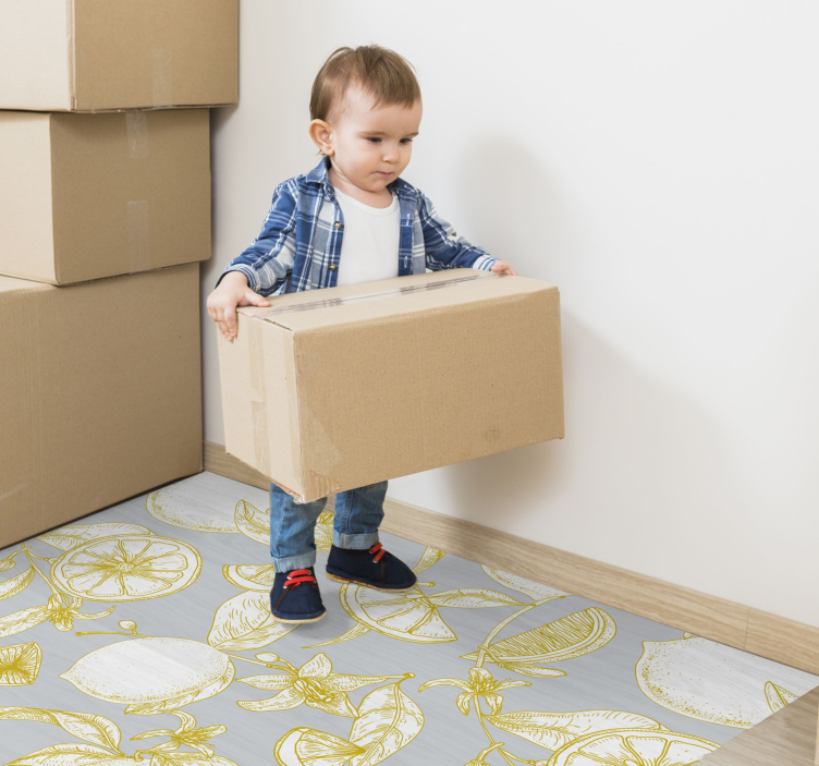 Tappeto vinile fiori motivo botanico di agrumi - TenStickers