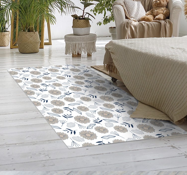 Tappeto vinile fiori motivo botanico floreale - TenStickers