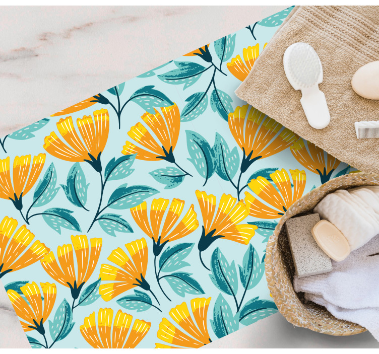 Tappeto vinile fiori motivo botanico vivace - TenStickers