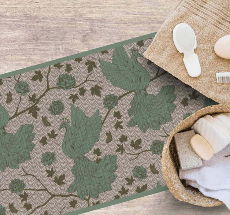 Tappeto vinile fiori motivo fauna verde - TenStickers