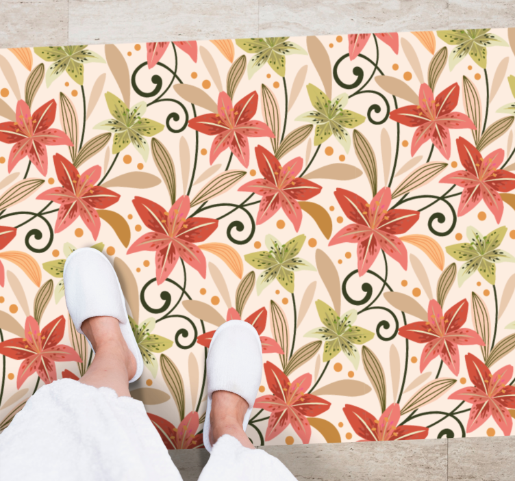 Tappeto vinile fiori motivo floreale a spirale - TenStickers