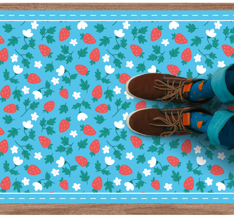 Tappeto pvc cucina motivo floreale di fragole - TenStickers