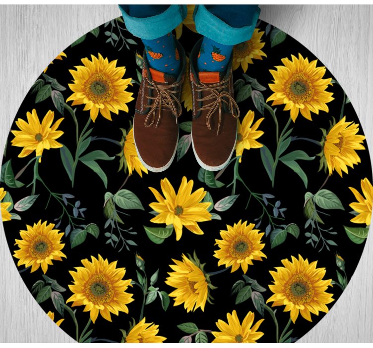 Tappeto vinile fiori motivo floreale di girasole - TenStickers